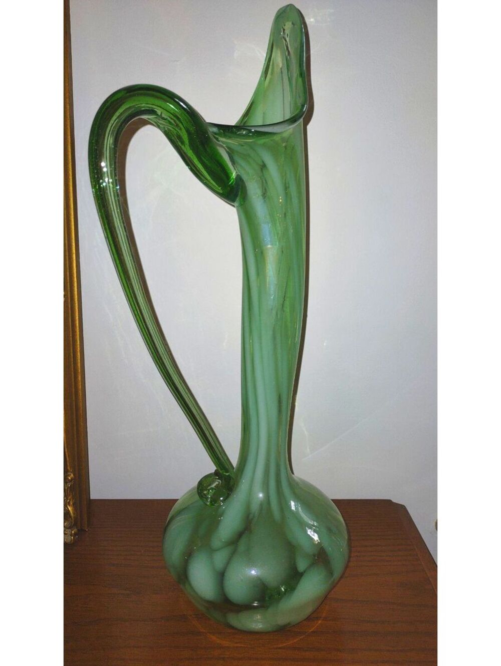 Hand-blown Swung Glass Vase Pitcher with Handle